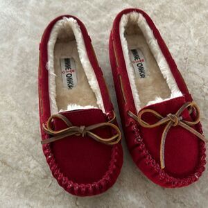 Minnetonka Red Suede Moccasins